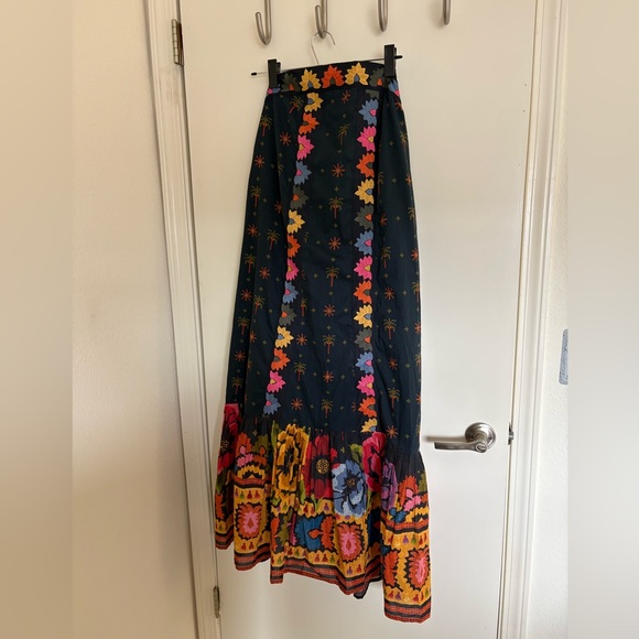 Farm Rio Anthropologie L NWT Embroidered Maxi Dress Black Embroidery  Large - Picture 2 of 8